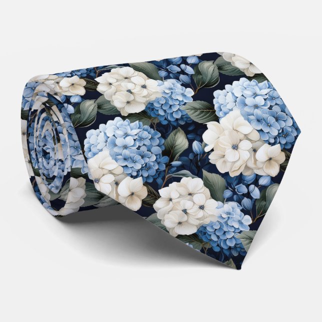 Cute Hydrangea flower tiled pattern  Tie (Rolled)