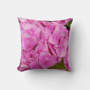 Cute Hydrangea Pink Flowers  Throw Pillow