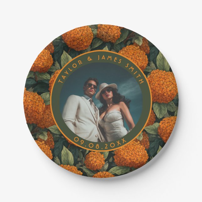 Cute Hydrangeas Plates For Engagement Party (Front)