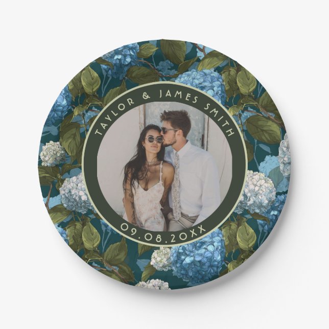 Cute Hydrangeas Plates For Wedding After Party (Front)