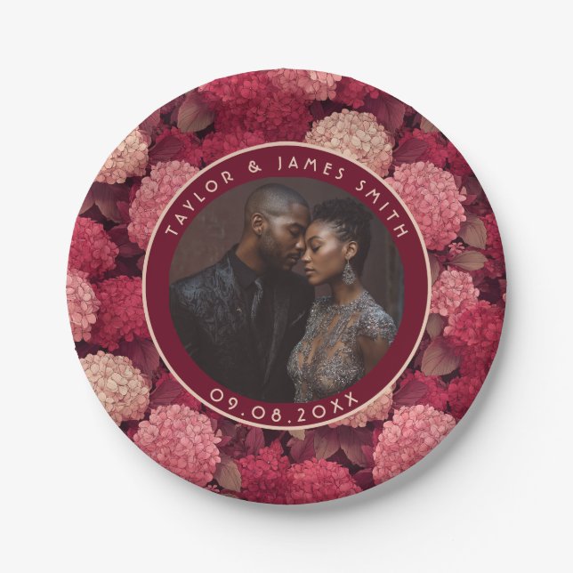 Cute Hydrangeas Plates For Wedding Party (Front)