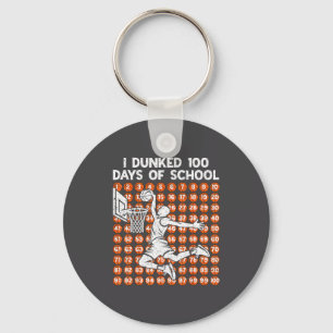 Cute I 100 Basketball School 100 Days 100th Dunked Keychain