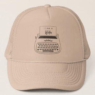 Cute I AM A Writer Trucker Hat Typewriter Design