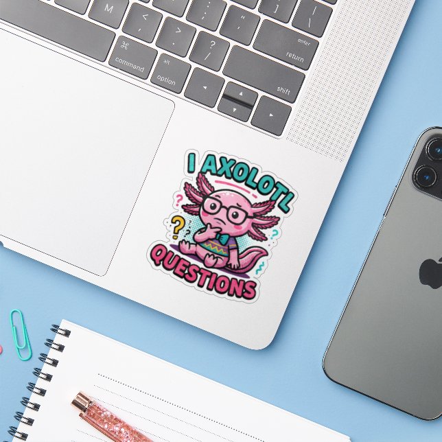 Cute I Axolotl Questions aztec nerd with glasses (Laptop w/ iPhone)