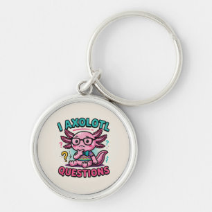 Cute I Axolotl Questions aztec nerd with glasses Keychain