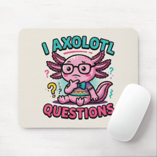 Cute I Axolotl Questions aztec nerd with glasses Mouse Pad