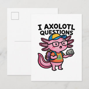 Cute I Axolotl Questions aztec nerd with glasses Postcard