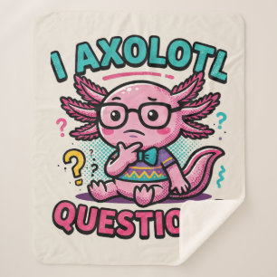 Cute I Axolotl Questions aztec nerd with glasses Sherpa Blanket