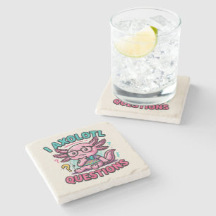 Cute I Axolotl Questions aztec nerd with glasses Stone Coaster