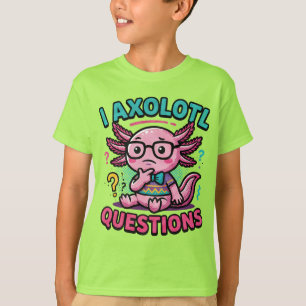 Cute I Axolotl Questions aztec nerd with glasses T-Shirt