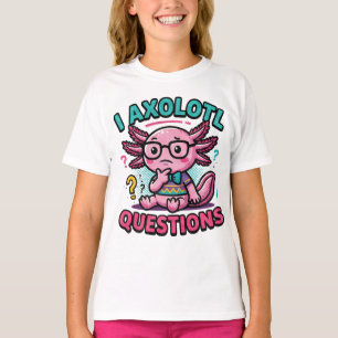 Cute I Axolotl Questions aztec nerd with glasses T-Shirt