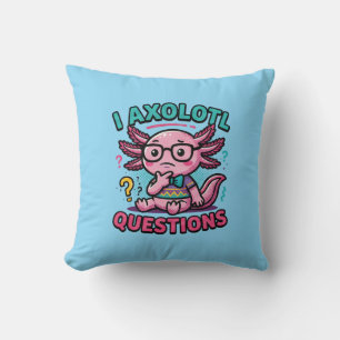 Cute I Axolotl Questions aztec nerd with glasses Throw Pillow