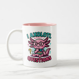 Cute I Axolotl Questions aztec nerd with glasses Two-Tone Coffee Mug