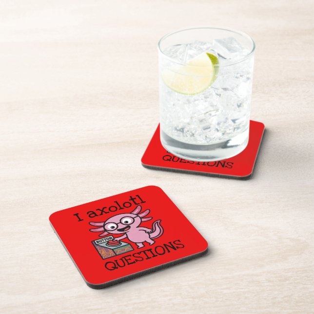 Cute I Axolotl Questions aztec Oh No red button Coaster (Right Side)
