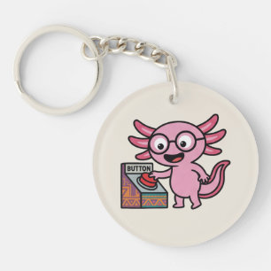 Cute I Axolotl Questions aztec Oh No red button Keychain
