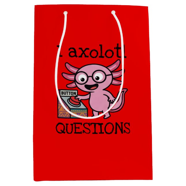 Cute I Axolotl Questions aztec Oh No red button Medium Gift Bag (Front)