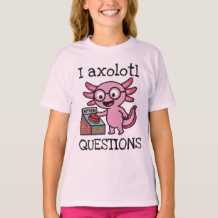 Cute I Axolotl Questions aztec Oh No red button T-Shirt