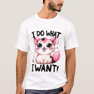 Cute "I Do What I Want" Sassy Kawaii Cat✨👅🐈 T-Shirt