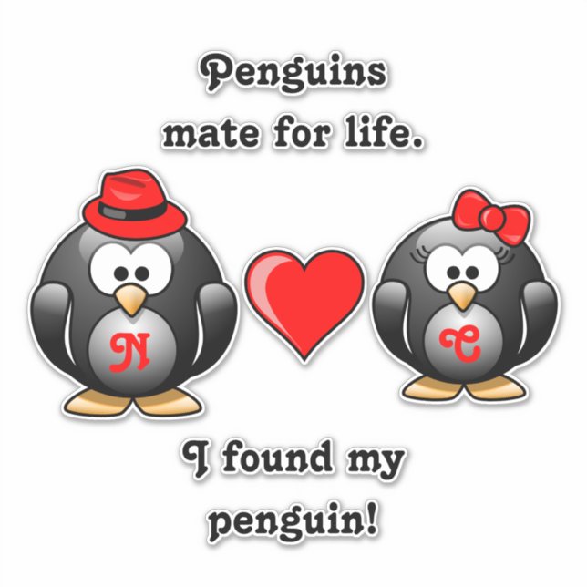 Cute I Found My Penguin Mate for Life Red Heart (Front)