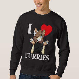 Cute I Heart Furries Furry Fandom Love 4 Sweatshirt