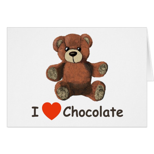 Cute I Heart (Love) Chocolate Teddy Bear (Front Horizontal)