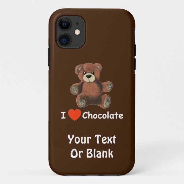 Cute I Heart (Love) Chocolate Teddy Bear Case-Mate iPhone Case (Back)
