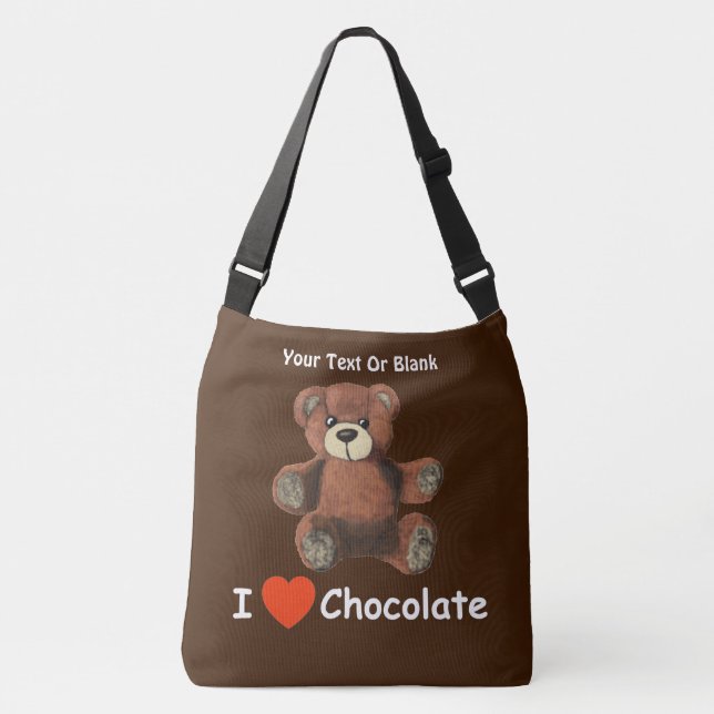 Cute I Heart (Love) Chocolate Teddy Bear Crossbody Bag (Front)