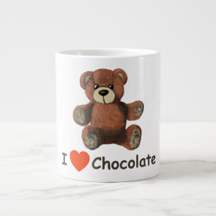 Cute I Heart (Love) Chocolate Teddy Bear Large Coffee Mug