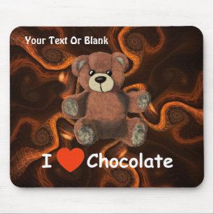 Cute I Heart (Love) Chocolate Teddy Bear Mouse Pad