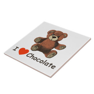 Cute I Heart (Love) Chocolate Teddy Bear Tile