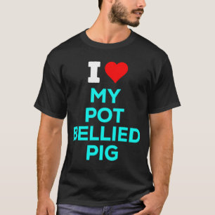 Cute I Heart Love My Pot Bellied Pig Cyan Teal Blu T-Shirt