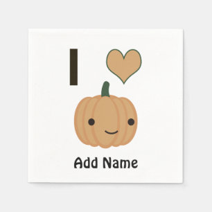 Cute I heart (love) pumpkin Napkin