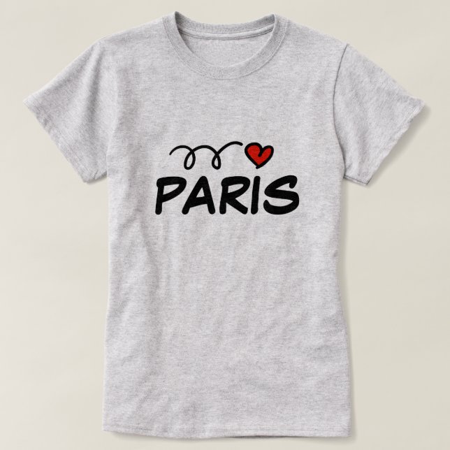 Cute I heart Paris t shirt for women (Design Front)