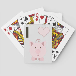 Cute I heart pigs Desgin Playing Cards