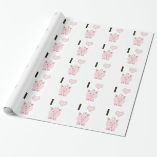 Cute I heart pigs Desgin Wrapping Paper