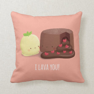 Cute I Lava You Food Puns Couple Throw Pillow