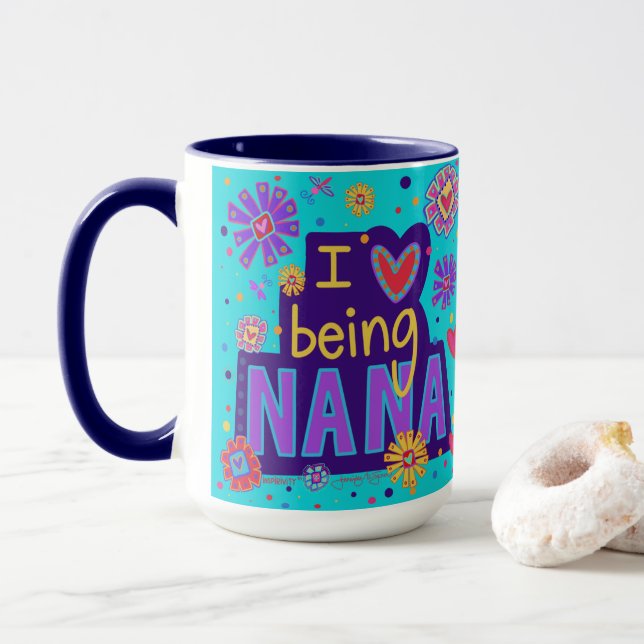 Cute I Love Being Nana Inspirivity Coffee Mug (With Donut)