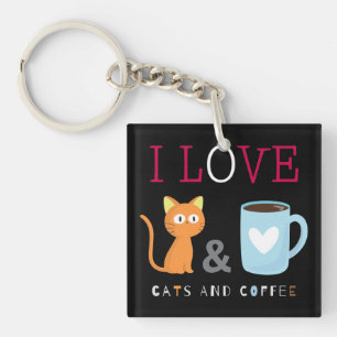 Cute I Love Cats and Coffee Black