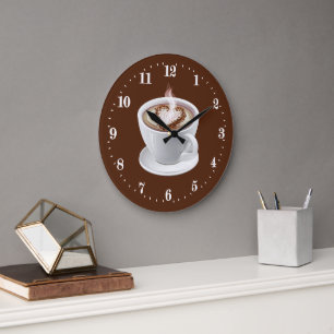 Cute I love coffee bar Large Clock