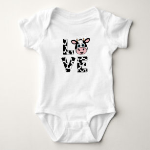 Cute I Love Cows Baby Bodysuit