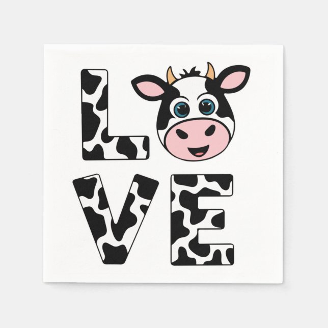 Cute I Love Cows Napkin (Front)