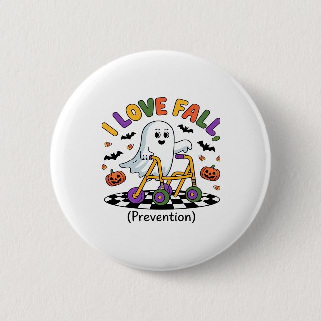 Cute I Love Fall Prevention Physical Therapy Ghost 2 Inch Round Button (Front)