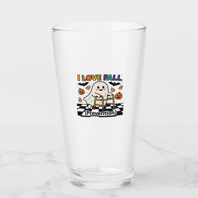 Cute I Love Fall Prevention Physical Therapy Ghost Glass (Front)