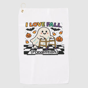 Cute I Love Fall Prevention Physical Therapy Ghost Golf Towel