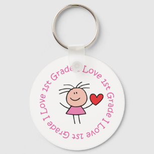 Cute I Love First Grade Keychain