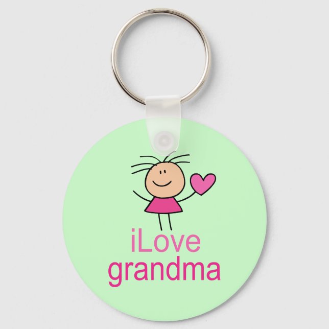 Cute I Love Grandma T-shirt Keychain (Front)