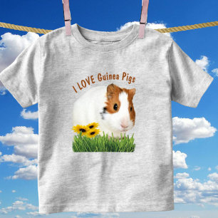 Cute I LOVE Guinea Pigs Sunflower Custom Toddler T-shirt