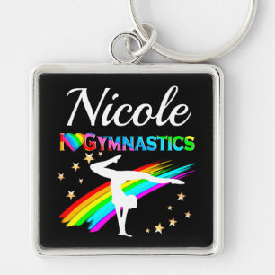 CUTE I LOVE GYMNASTICS PERSONALIZED DESIGN KEYCHAIN