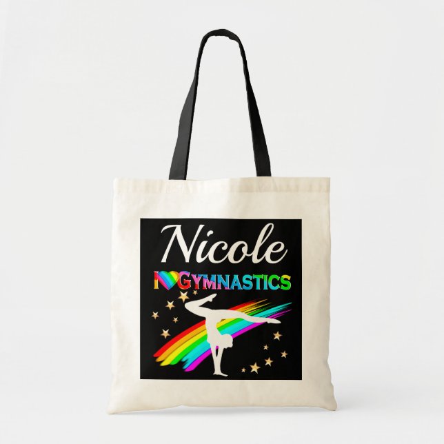 CUTE I LOVE GYMNASTICS PERSONALIZED DESIGN TOTE BAG (Front)