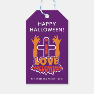 Cute I Love Halloween Party Gift Tag